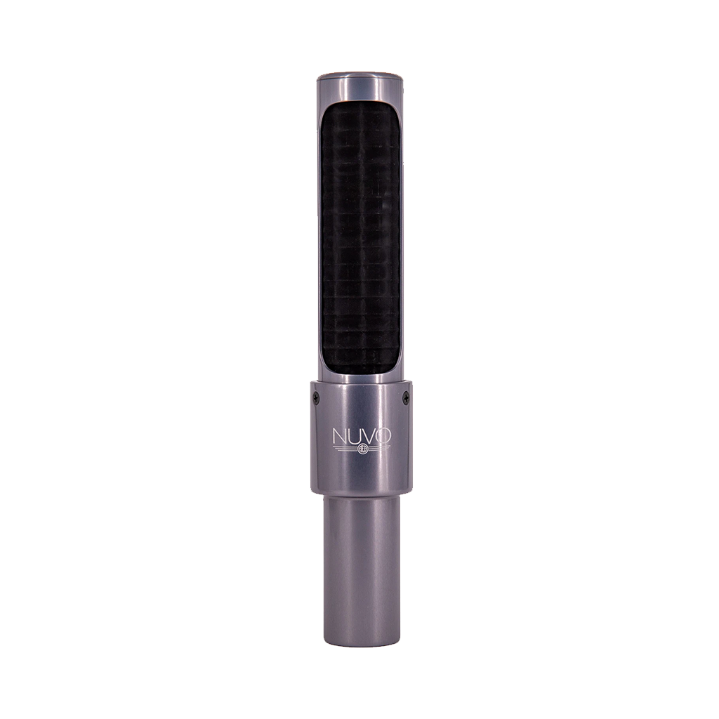 Silver and black hair straightener on a white background