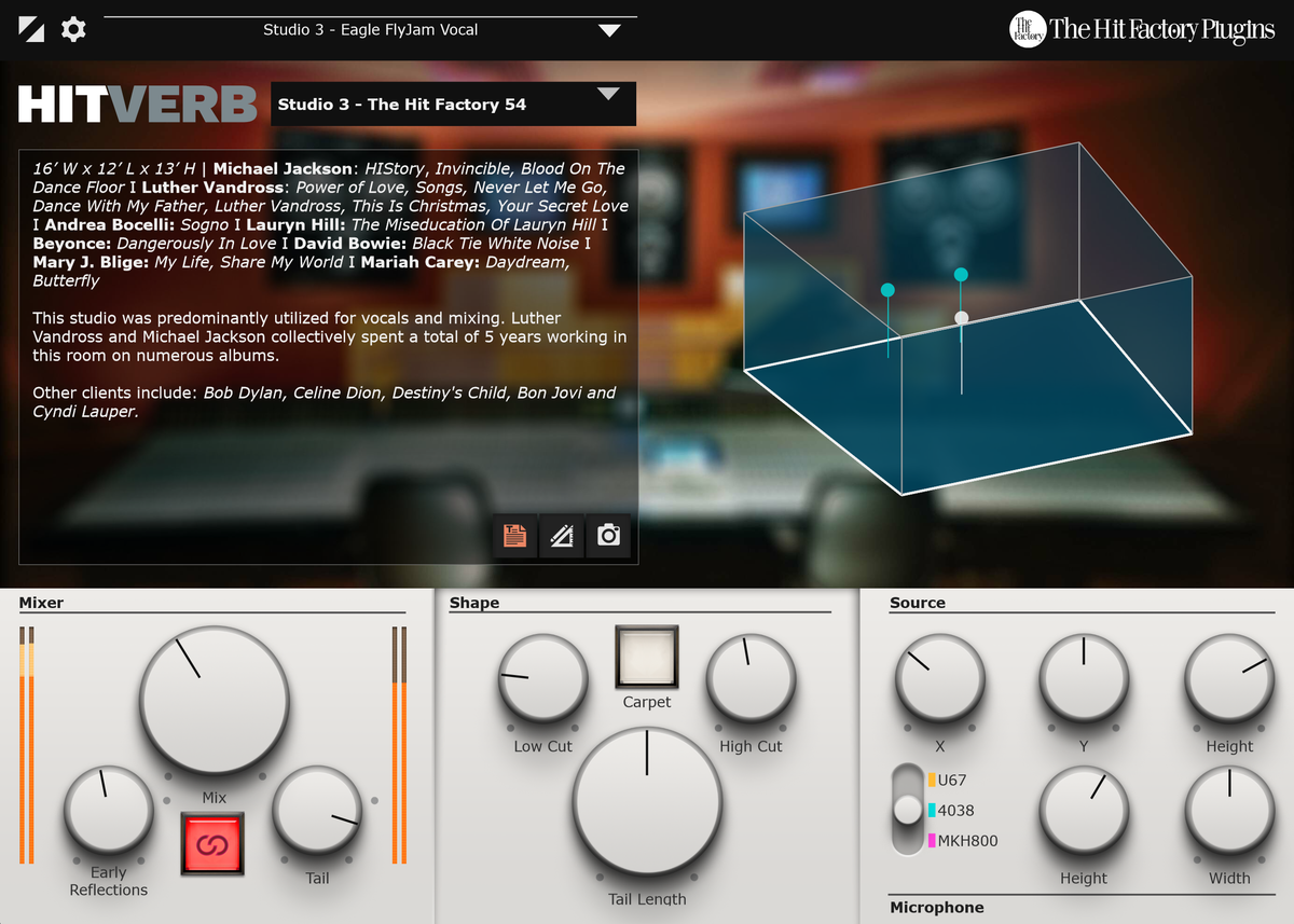 The Hit Factory Plugins HITVERB Convolution reverb plug-in modeled