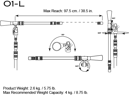 Triad-Orbit O1-L, Single Long Arm, 37.5″ Orbital Boom