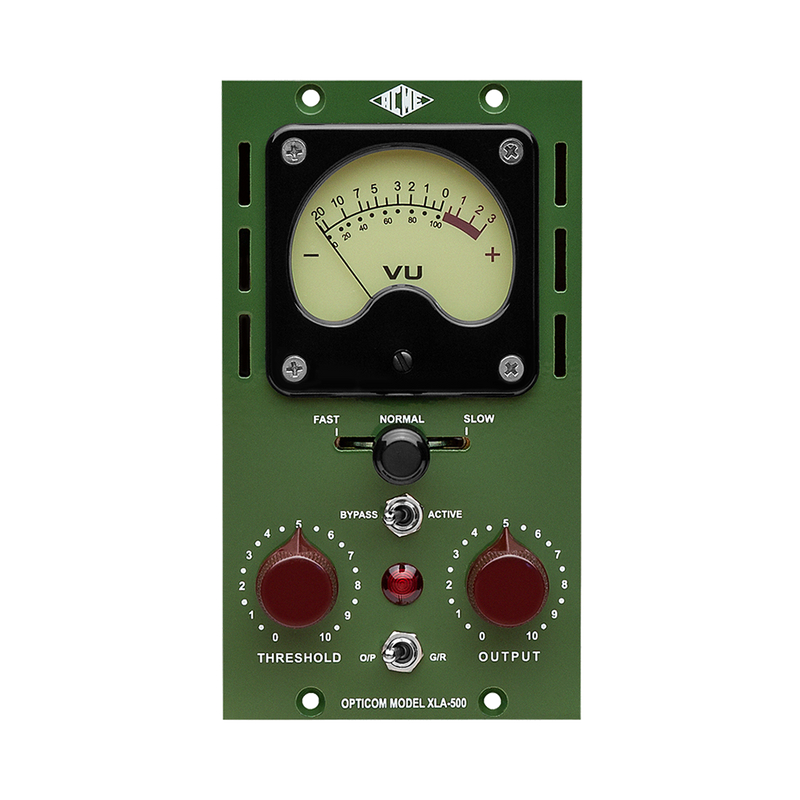 Vintage-style audio control panel with VU meter on a green background