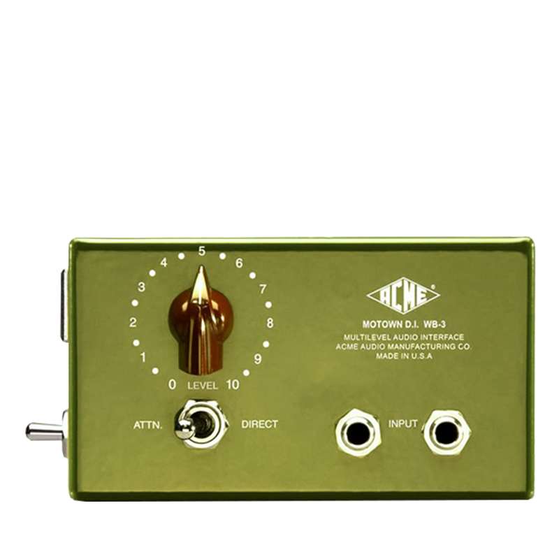 Vintage audio interface with a green casing and Acme branding on a white background